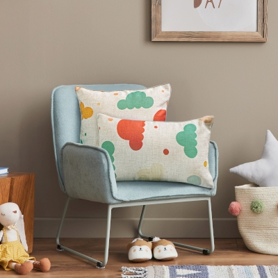 Housse de Coussin Céleste, Tissu en Lin, Motif de Nuages Colorés Imprimés