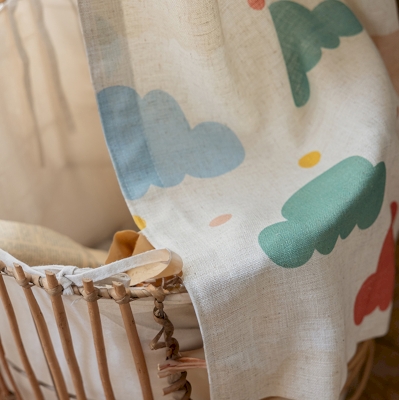 Rideau Pour Enfant Céleste, Tissu en Polyester et Lin, Motif de Nuages Colorés
