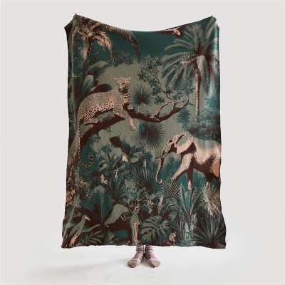 Sania Throw Blanket, Tropical Pattern Viscose Blend, 51