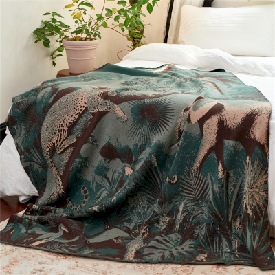 Sania Throw Blanket, Tropical Pattern Viscose Blend, 51