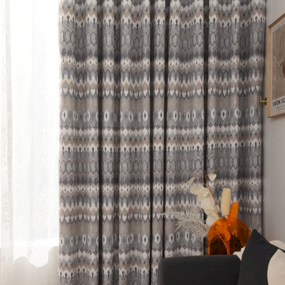 Rideau Occultant Sur Mesure, Tissu Chenille, Motifs Ethniques