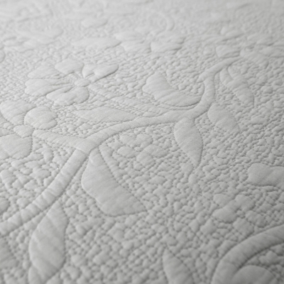 Couvre-lit Matelassé à Motifs Floraux, Coton, Bordure Vague en Triangle, 5 Couleurs