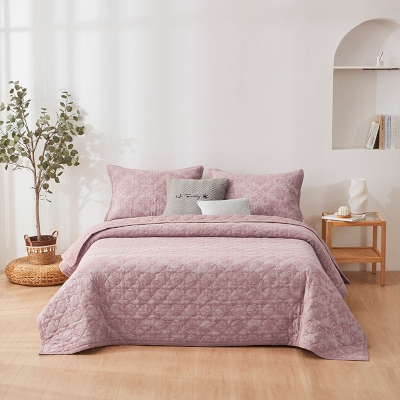 Couvre-lit Matelassé en Coton Uni, 2 Couleurs