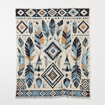 Plaid Savage, Cachemire de lapin au motif tribal, 130 x 160 cm