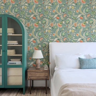 Papier Peint à Motif de Fleurs Naturelles et D'Oiseaux en Vol, 3 couleurs