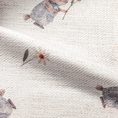 Rideau Sur Mesure Pour Chambre D'enfant, Lin-Polyester, Cartoon Lapin Offrant une Fleur