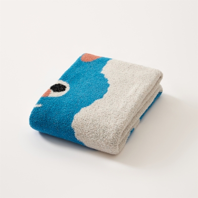 Plaid Ben Lapin, Jersey de velours, Motif lapin bleu et ours brun 130 × 160 cm