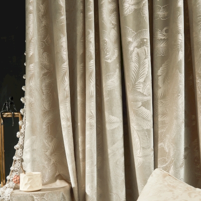 LumiFolia Custom-Made Curtain, Alpaca Velvet Fabric, Gold Leaf Pattern, Shimmering Effect