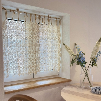 Rideau Brise-Bise en Tissage Ajourné Style Rétro – Charme Bohème