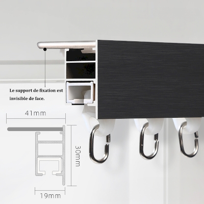 Tringle Rail Aéro en Aluminium Sur Mesure Rideaux Plafond Droit Kit Silencieux