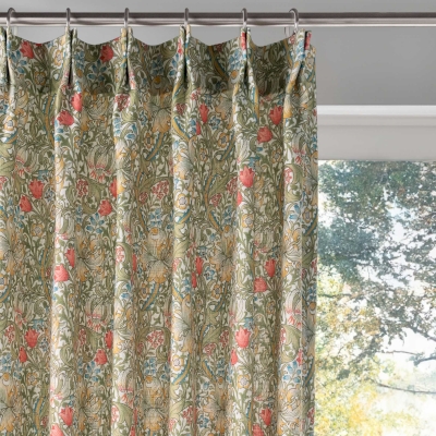 Stretched Custom Made Curtain, Linen Effect Canvas, Retro Flower Vine Pattern