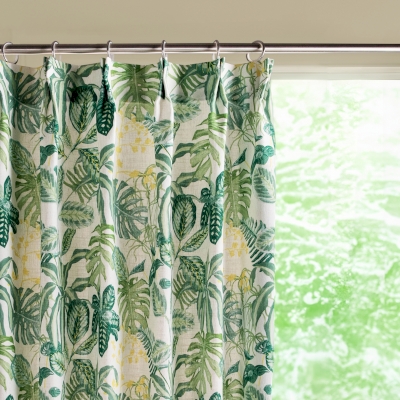 Rideau Sur Mesure CANOPEA, Tissu Toucher Coton-Lin, Motif Jungle Végétale