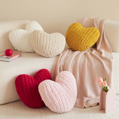 Coussin Cœur ÉMOI, Texture Tissée À La Main, 5 Couleurs