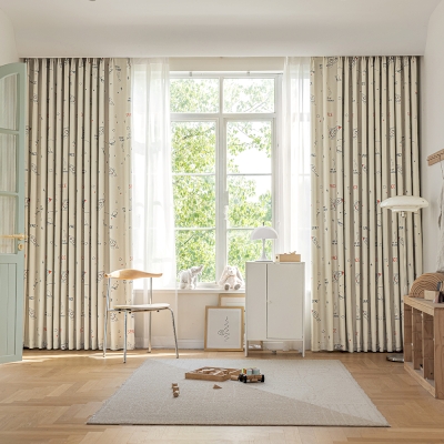 Rideau Enfant ASTRAL, Tissu Chenille, Motif Fusées Spatiales, Rideau Occultant Sur Mesure