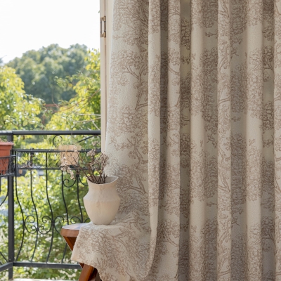Rideau Thermique Sur Mesure Kiato, Tissage Épais Effet Laine, Motif Arbre Brodé