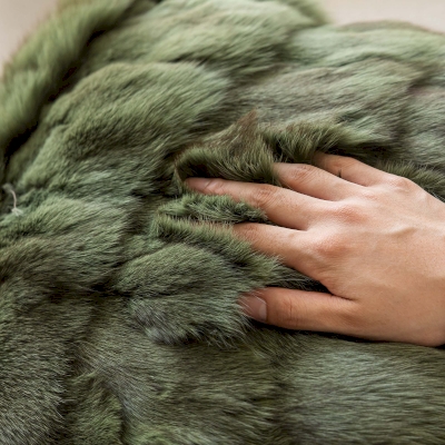 Housse de Coussin MOUSSE, Peluche Naturelle de Haute Qualité, Vert Foncé