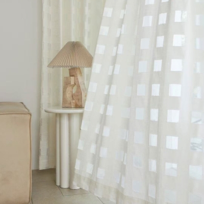 Voilage Sur Mesure Margo, Gaze de Laine Légère, Carreaux Aériens