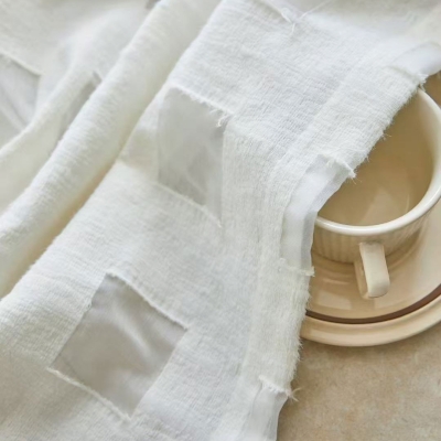 Voilage Sur Mesure Margo, Gaze de Laine Légère, Carreaux Aériens