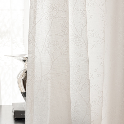 Voilage tamisant thermique Lizou, Tissu Jacquard Motif Branches, Confection Sur Mesure