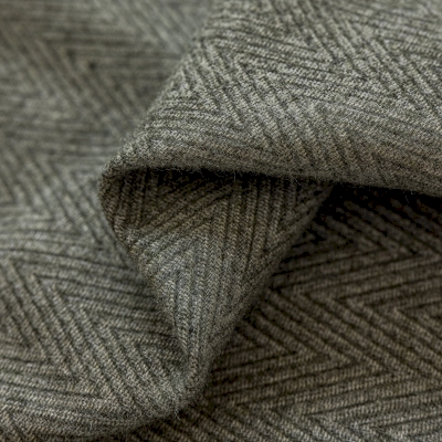 MACRO Custom-Made Curtain, Recycled Wool Herringbone Fabric, Soft Touch and Felt Effect