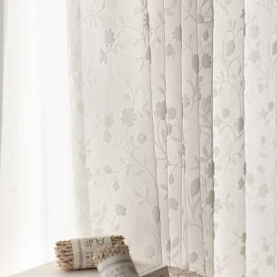 Custom Sheer Curtains, Jacquard Floral Branch Pattern, CEIBA Sheer Curtains
