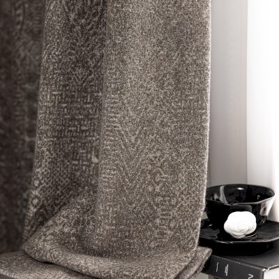 Rideau Sur Mesure YUMA, Tissu Texturé Effet Laine, Motif Jacquard Géométrique Ethnique