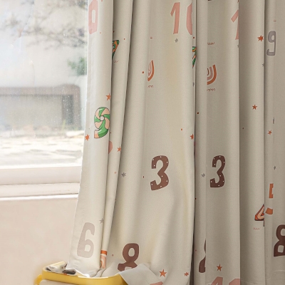 Rideau Enfant BONBONS, Tissu Chenille, Motif Bonbons en Forme de Chiffres, Rideau Occultant Sur Mesure