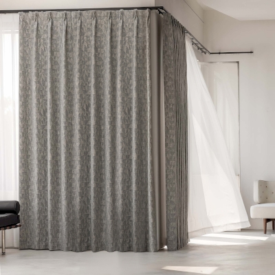 Custom Wool-Linen Blend Curtains, Geometric Jacquard Weave – NARA Curtains