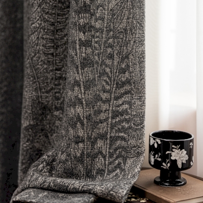 Custom Wool-Blend Curtains, Jungle Botanical Jacquard Pattern – ELVIRA Curtains