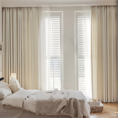 Rideau Sur Mesure LÉONE, Tissu Lin Mélangé, Effet Rayures Texturées