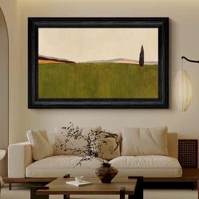 Tableau Décoratif SILENCE, Peinture à l’Huile Paysage Minimaliste, Fait Main sur Mesure