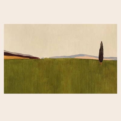 Tableau Décoratif SILENCE, Peinture à l’Huile Paysage Minimaliste, Fait Main sur Mesure