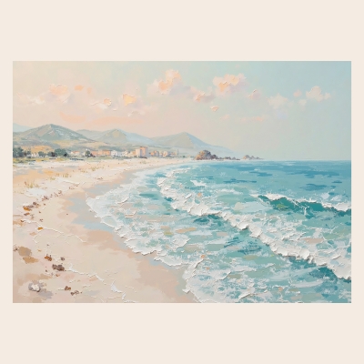 Tableau AZURÉE, Huile sur Toile à Effet Texturé 3D, Paysage Marin Méditerranéen, Fait Main sur Mesure