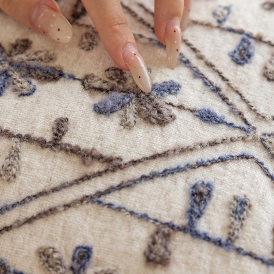 ARELIA Embroidered Cushions, Bohemian Chic Cotton-Linen, Geometric Floral and Chevron Patterns, 45 x 45 cm