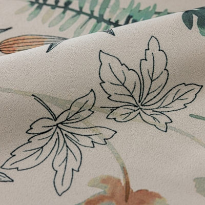 Rideau Sur Mesure NEMORA, Tissu Chenille Imprimé, Motif Botanique Aquarellé d’Automne