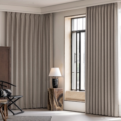 Rideau Sur Mesure DOTINA, Tissu Jacquard Coton Lin Mélangé, Motif de Petits Carrés Style Pixel