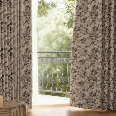 Custom Jacquard Curtains, Cotton-Linen Blend Fabric, Vintage Rose Pattern – ROSALIE Curtains