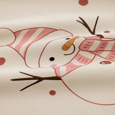 Custom Christmas Curtains, Printed Chenille Fabric, Playful Snowman and Red Christmas Tree Pattern – NIVETTE Curtains