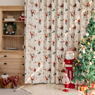 Custom Christmas Curtains, Printed Chenille Fabric, Santa Claus Sleigh Ride Pattern – LUTIN Curtains