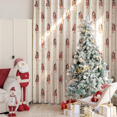 Rideau Sur Mesure SAPINET, Tissu Chenille Imprimé, Motif Sapins de Noël en Pastilles Multicolores