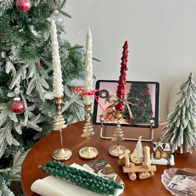 Lot de 2 Bougies de Noël SAPINET, Chandelles Parfumées en Forme de Sapin