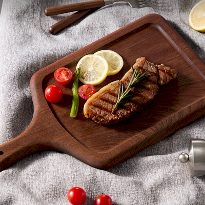 Walnut Wood Serving Board, Rectangular Shape with Handle