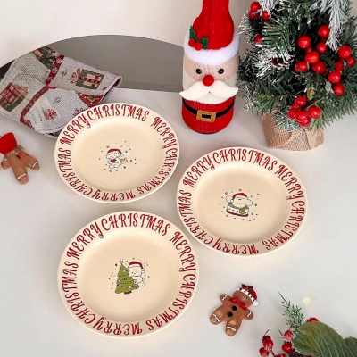 Set of 3 MERRIPUP Christmas Plates, Dog and Christmas Tree Designs in Glazed Ceramic