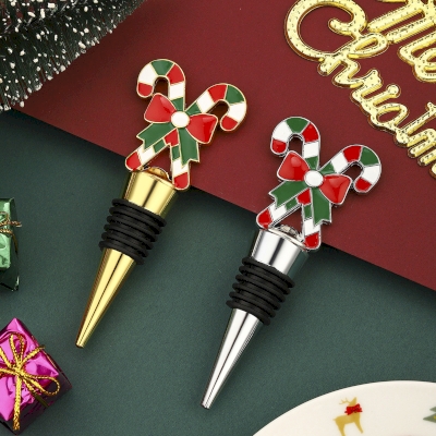 Set of 2 BELNOR Bottle Stoppers, Christmas Candy Cane Airtight