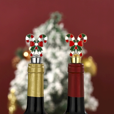 Set of 2 BELNOR Bottle Stoppers, Christmas Candy Cane Airtight