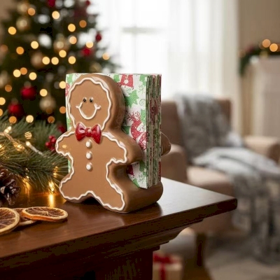 Ginger Napkin Holder, Ceramic Christmas Character