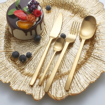 AURÉLIA Cutlery Set, Satin Gold Finish in 430 Stainless Steel, 24 Pieces