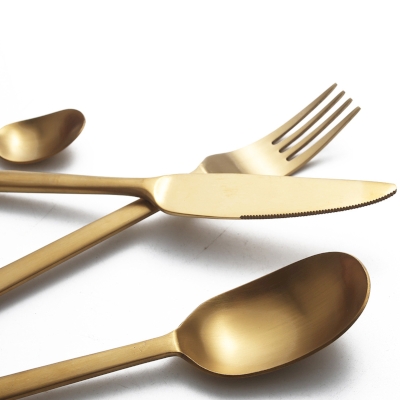 AURÉLIA Cutlery Set, Satin Gold Finish in 430 Stainless Steel, 24 Pieces
