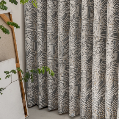 Rideau Sur Mesure ALVÉO, Tissu Jacquard Belge, Motif Géométrique en Relief Façon Labyrinthe