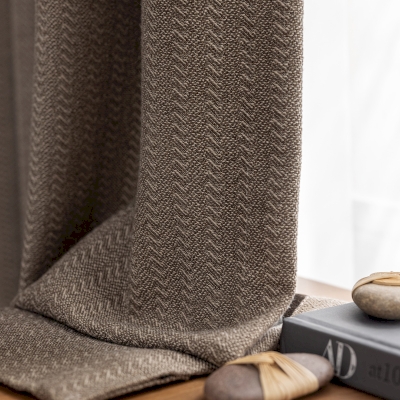 LORIN Custom-Made Curtain, Cotton-Linen Jacquard Fabric, Herringbone Knit Effect
